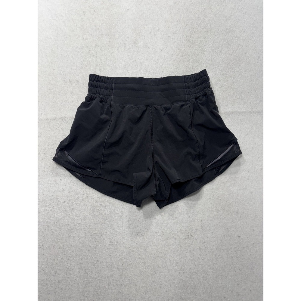 Lululemon Running Shorts Womens 4 Black 2.5" Inseam Zip Pocket LW7AYYR